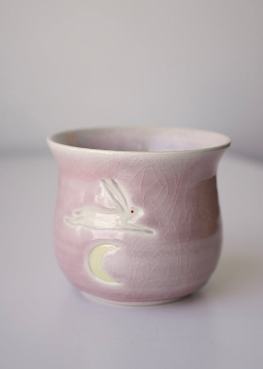 **MADE TO ORDER** bunny jumping over the moon pink cup